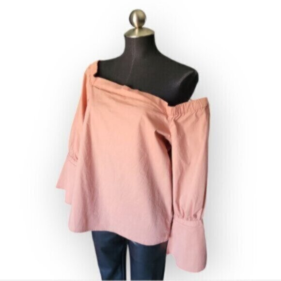 Pastel Rose Puff Sleeve Blouse Size Medium - Picture 7 of 11